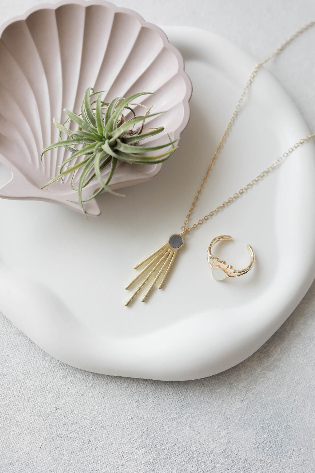 Concrete Necklace- Fringed Pendant